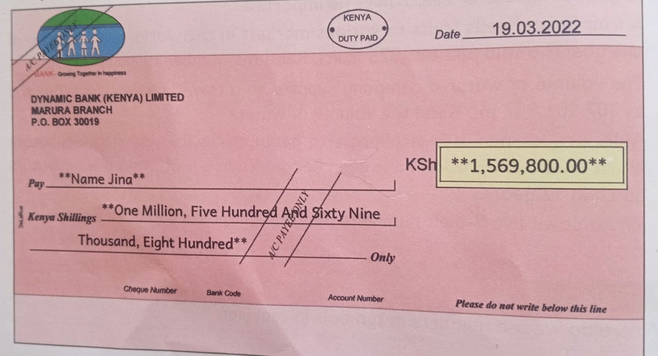 Cheque Math Example Whole Numbers
